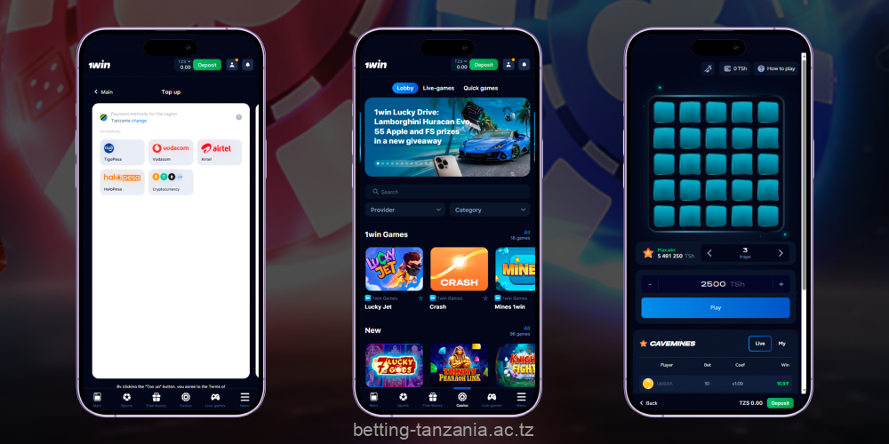 Instructions on how to use the 1win mobile app in Tanzania